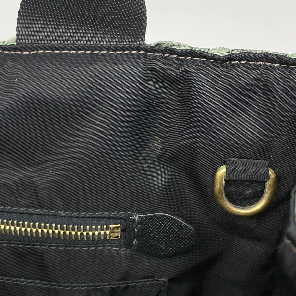Prada Logo Plate Tote Bag Shoulder Woven Green - Picture 7 of 7
